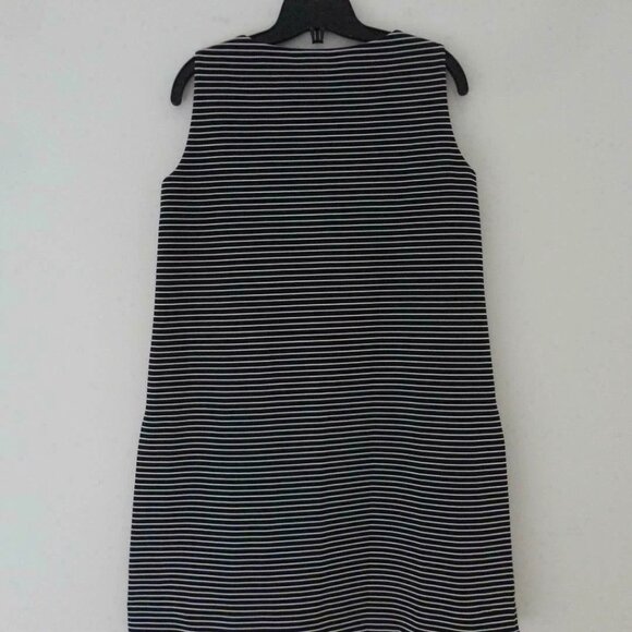 New LAFAYETTE Black White Stripe Round Neck Sleeveless Knit Dress Medium, Large - Picture 6 of 6